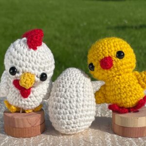 amigurumi kukk, tibu ja muna